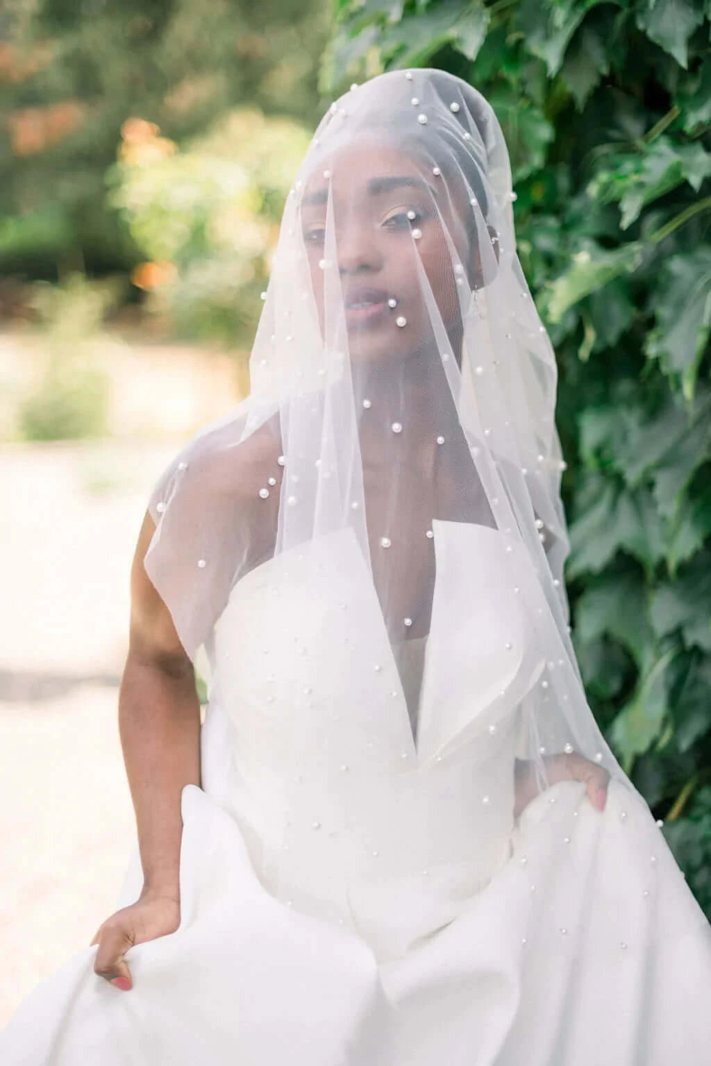 Pearl veil with blusher Tessa Kim