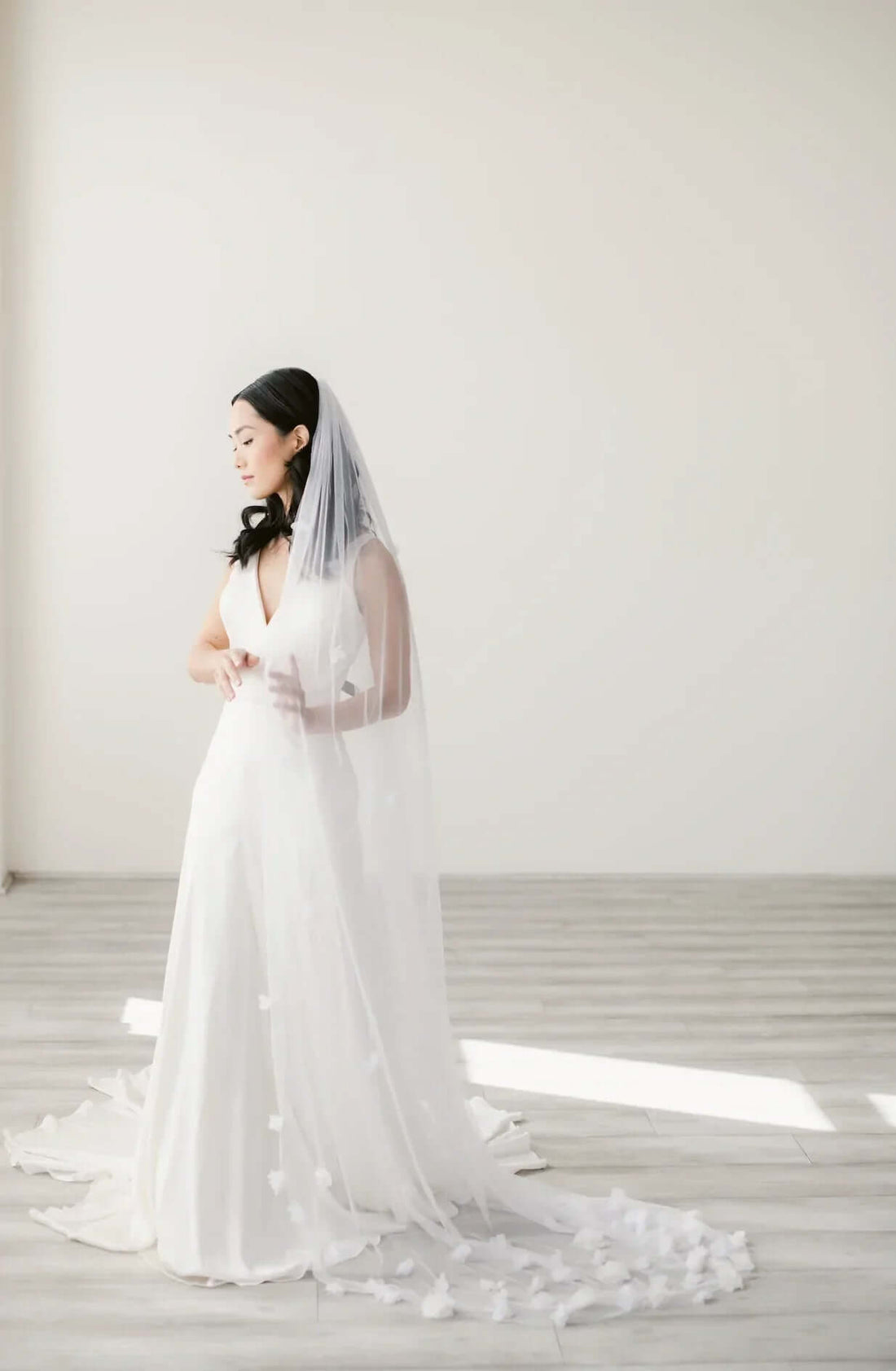 Featured product: Chiffon floral Italian tulle bridal veil Tessa Kim
