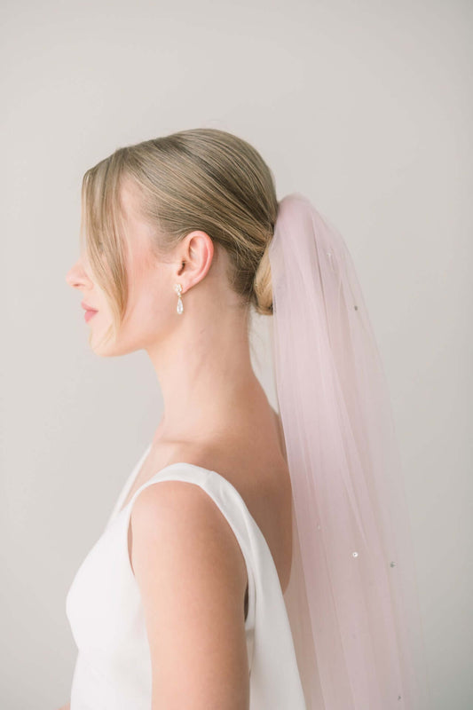 colored wedding veil blush pink blue bridal veil