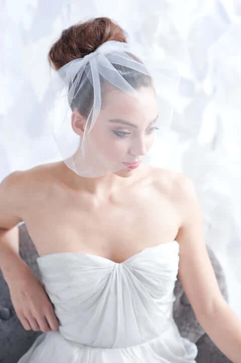 Featured product: tulle birdcage wedding veil Tessa Kim