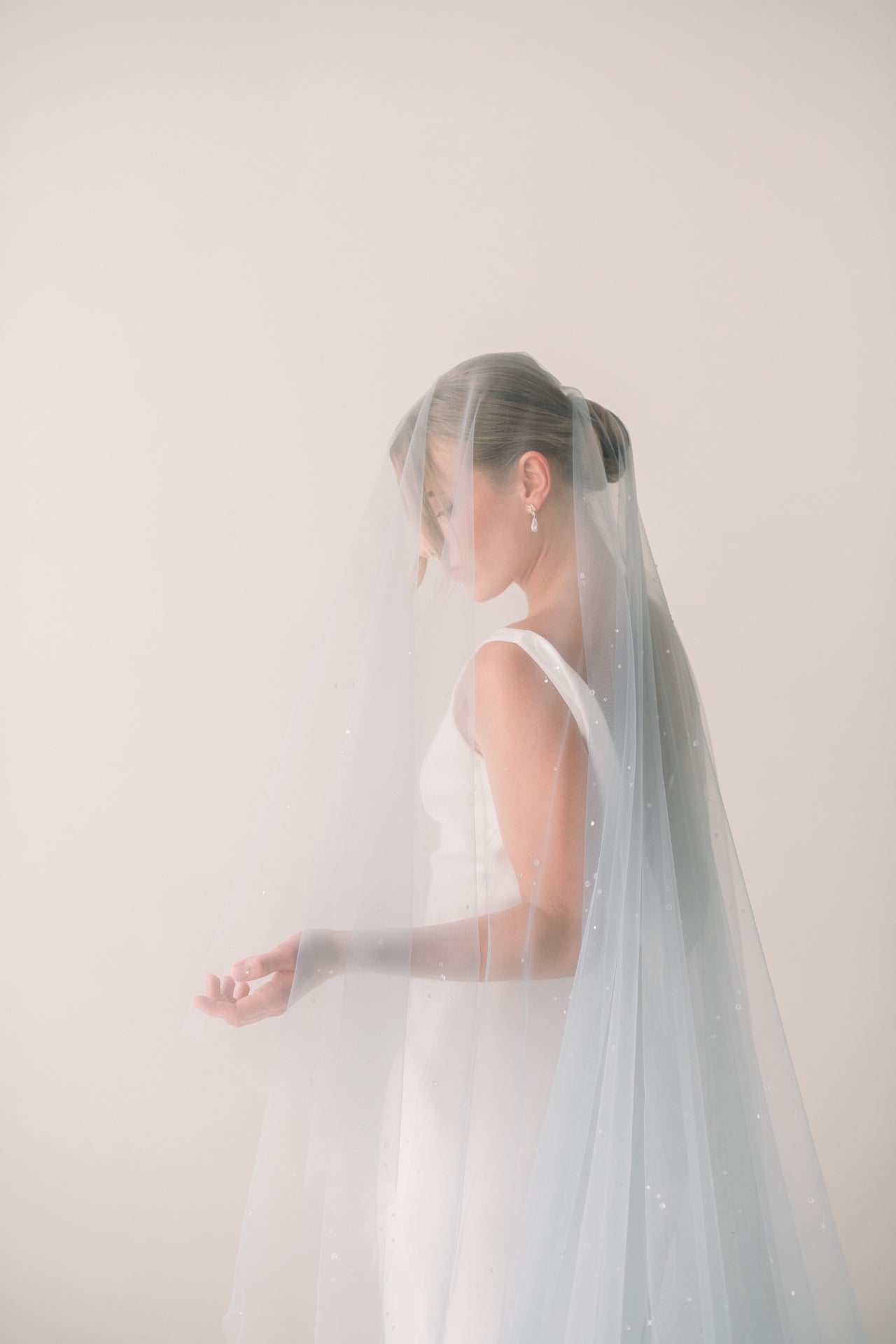 Two Tier Soft Tulle Wedding Veil w/ Blusher Chic & Boho Bridal Veil Ivory  Veil
