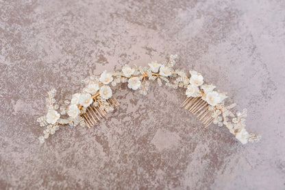 bridal gold floral headpiece