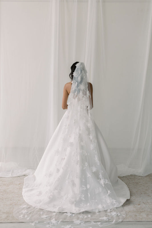 lace single tier veil