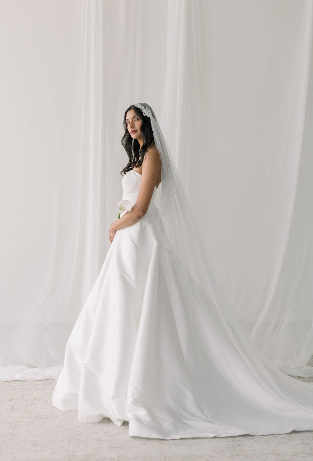 soft tulle Juliet cap veil
