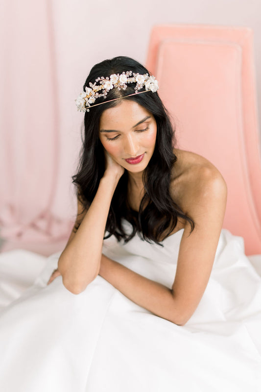 gold floral headpiece 