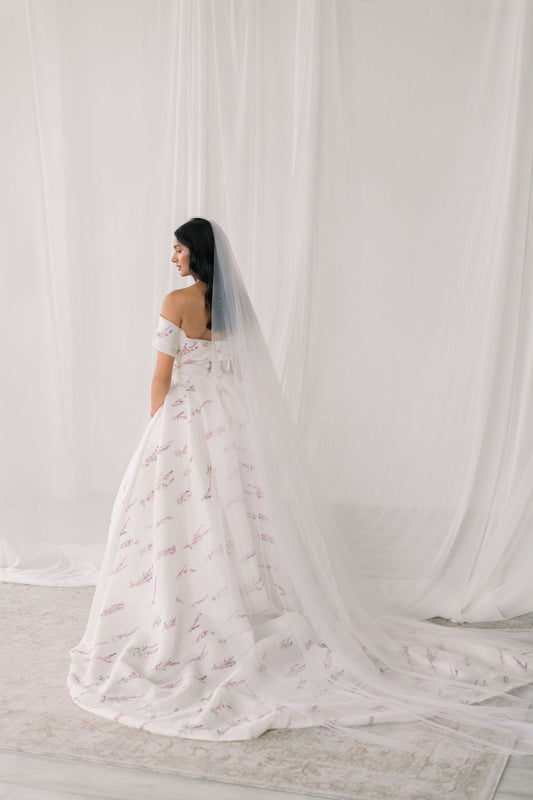 dew drop single tier bridal veil