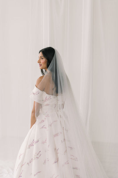 drop single tier bridal veil