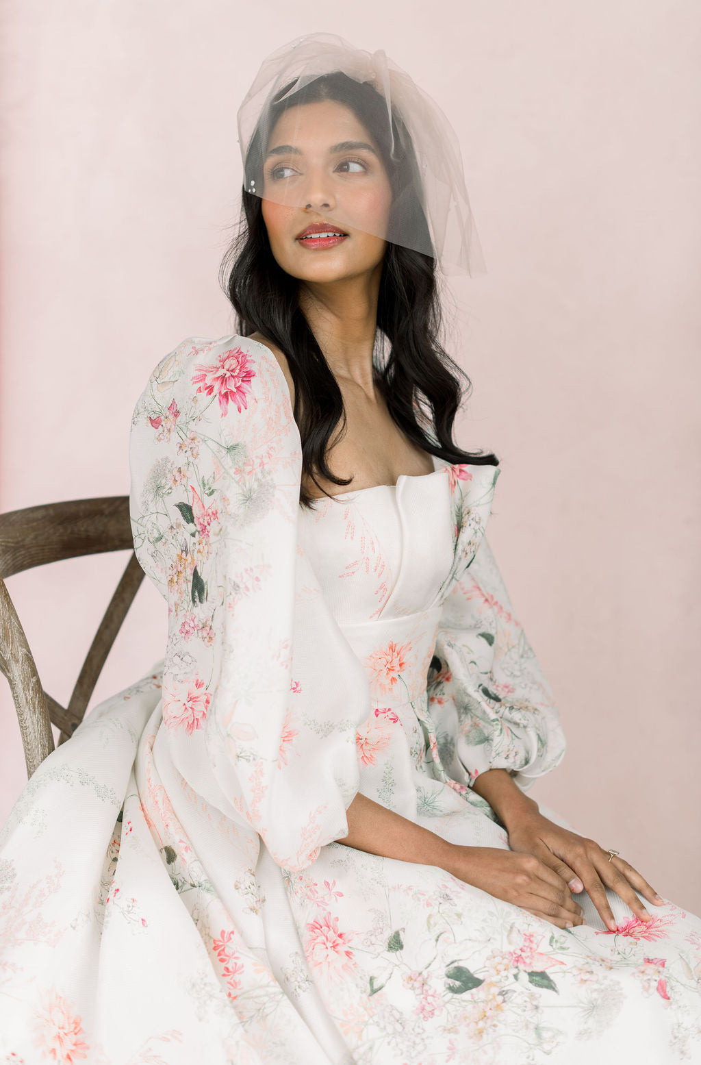 dew drop birdcage veil