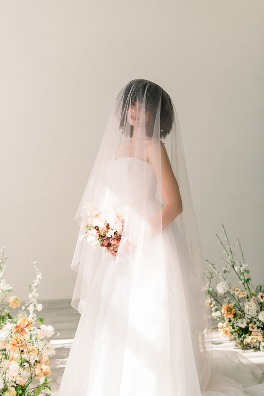 blush wedding veil