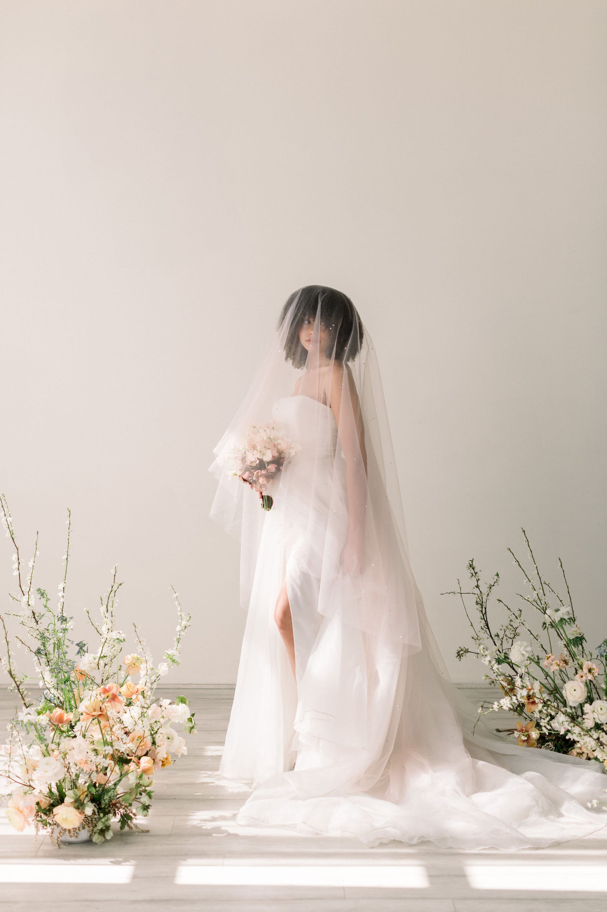 crystal blush blush wedding veil
