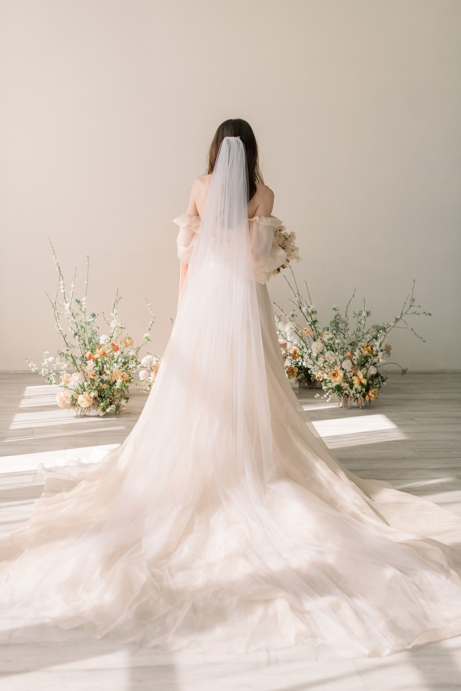 ivory French tulle wedding veil