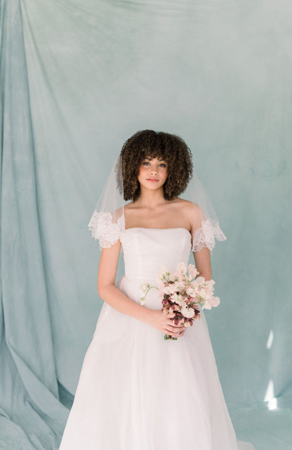 flower lace drop veil