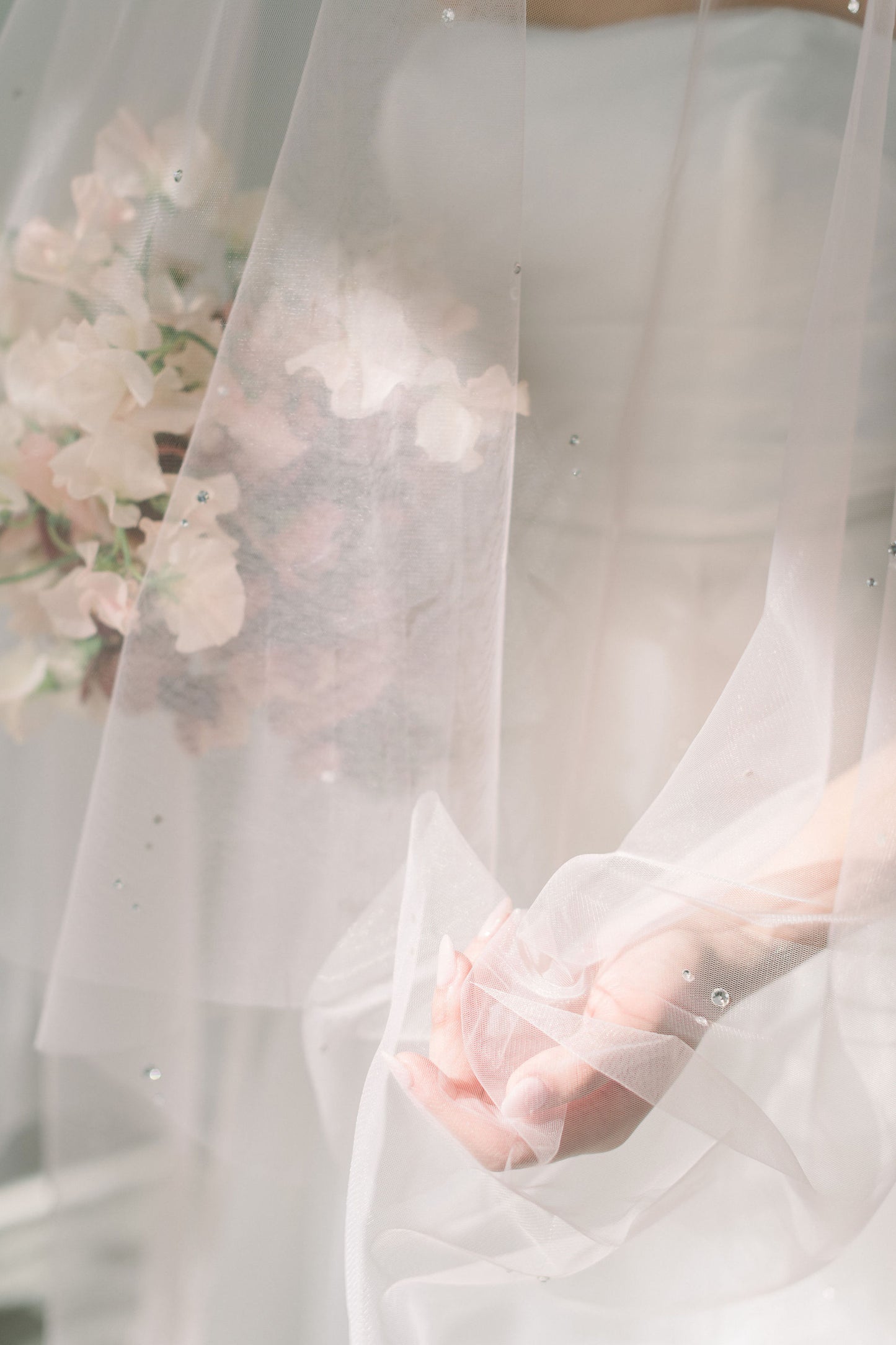 crystal blush wedding veil