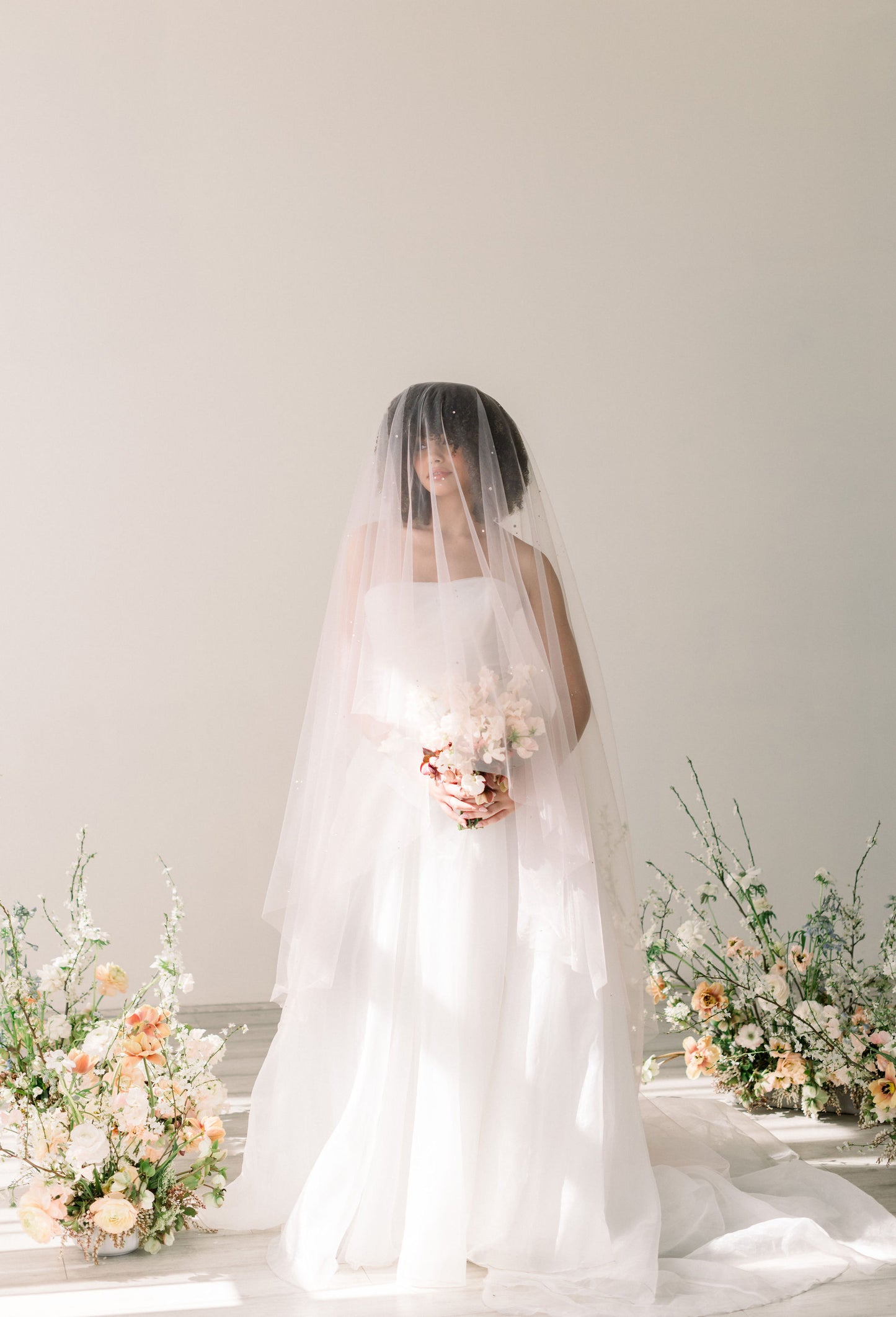 French blush wedding veil