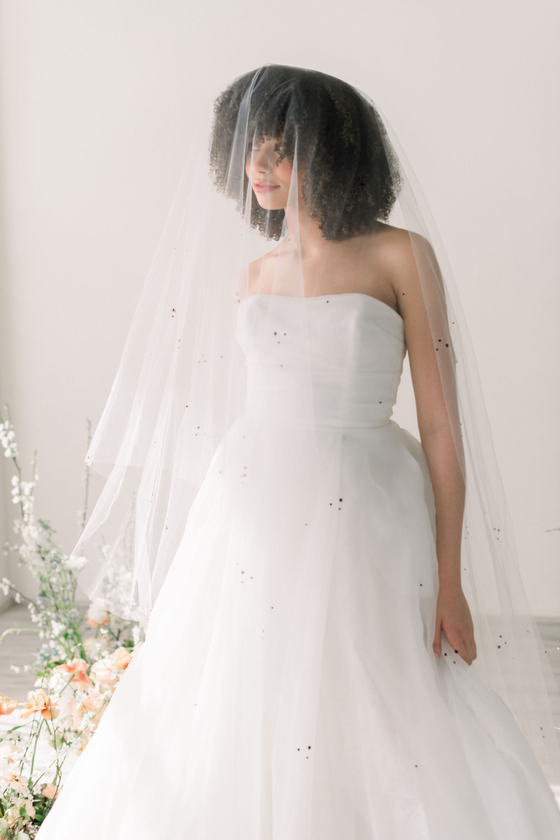 black crystal wedding veil