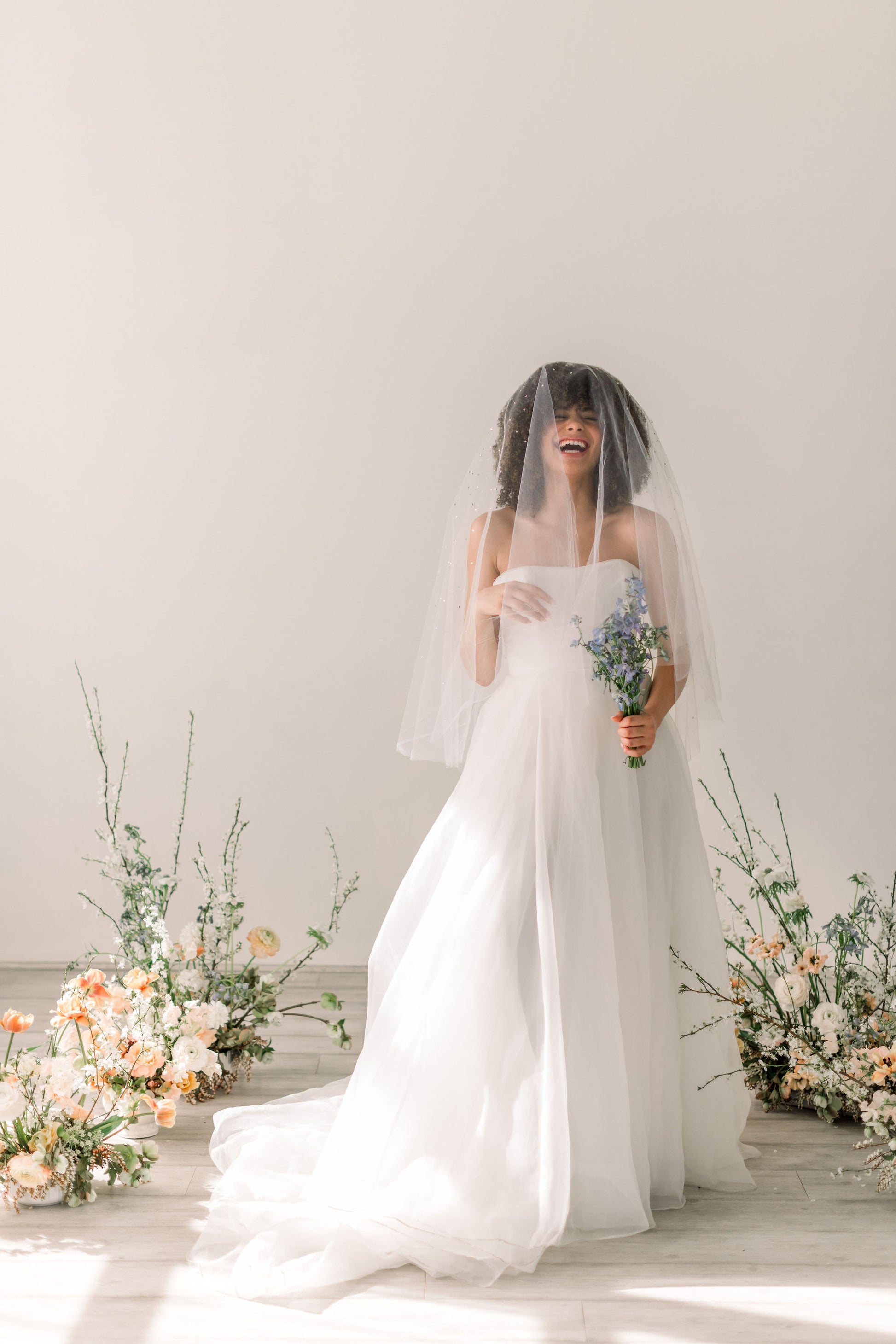 white bridal veil