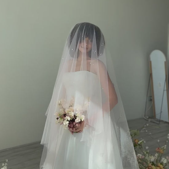 Blush bridal veil