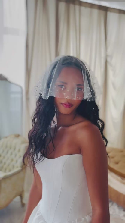 Micro veil - Dew drop and crystal bridal veil