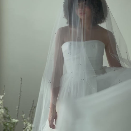 Black Crystal wedding veil 