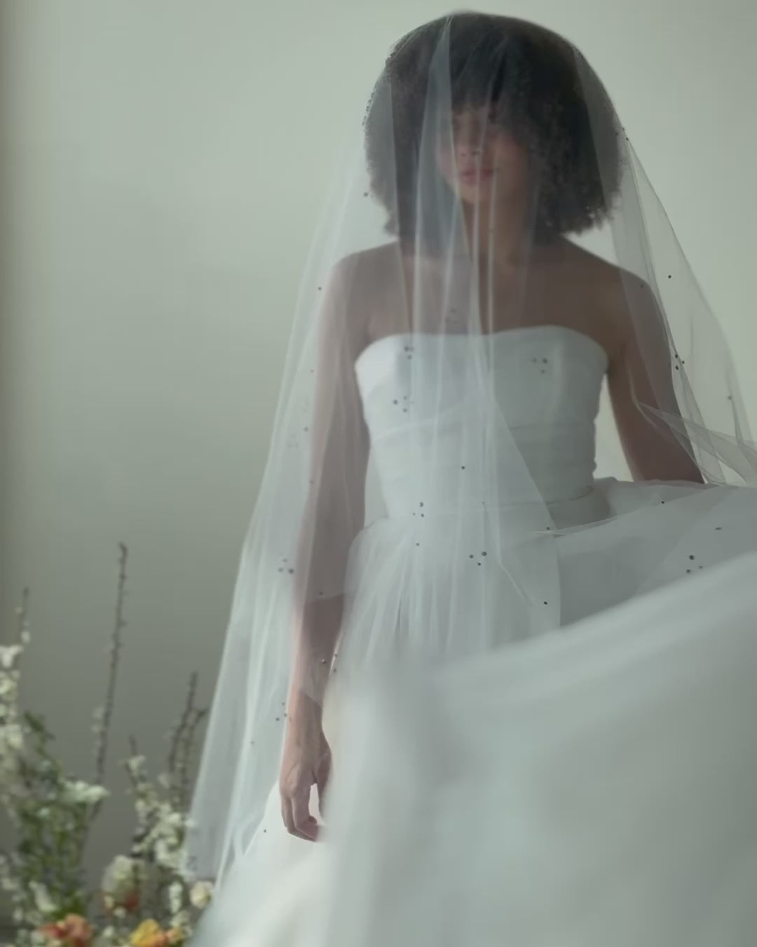 Black Crystal wedding veil 