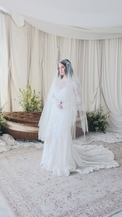 Juliet veil with blusher - Soft tulle bridal veil