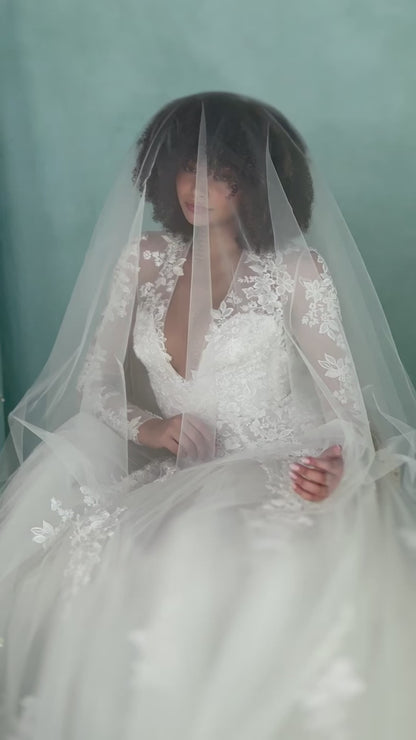 Drop veil - Soft tulle wedding veil - French tulle veil