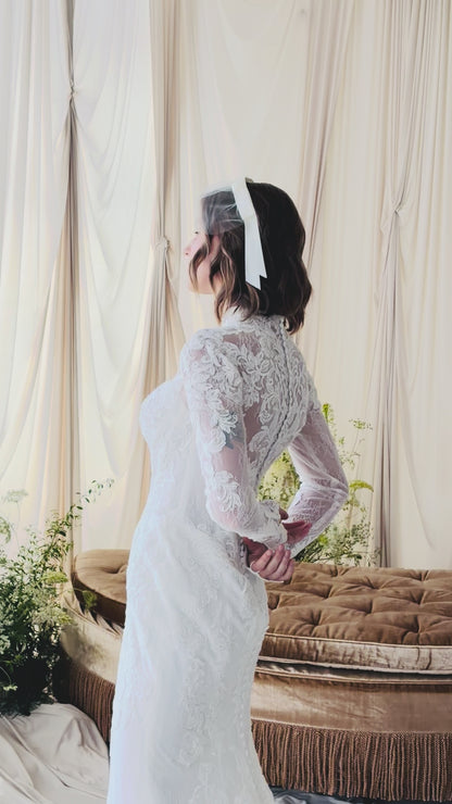 Birdcage veil - Mini tulle birdcage veil with satin bow