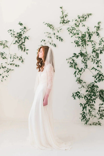 Crystal adorned English net bridal veil - gathered - ready to ship Tessa Kim