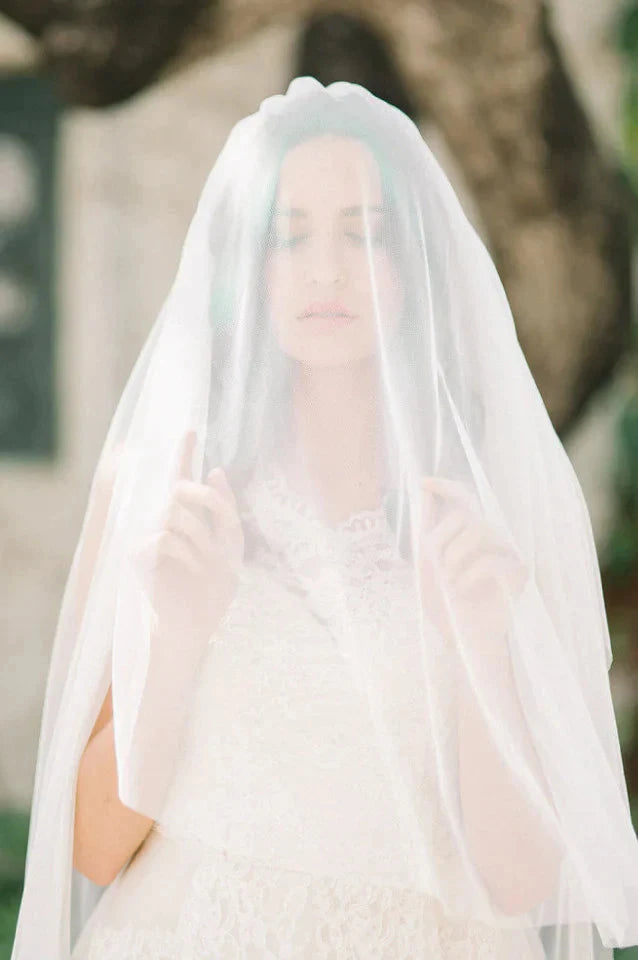 English net bridal veil with blusher - ready to ship Tessa Kim
