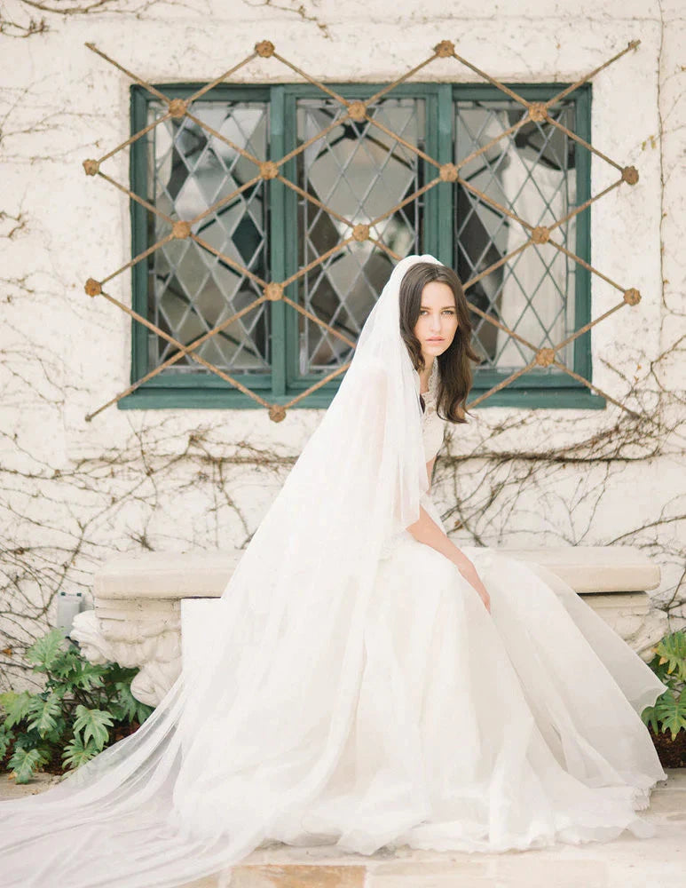English net bridal veil with blusher - ready to ship Tessa Kim