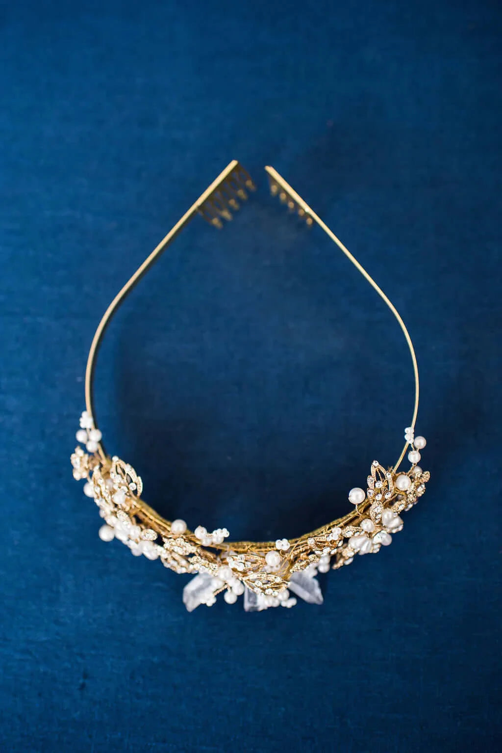 Gold Silver quartz tiara - Style 3105 Tessa Kim