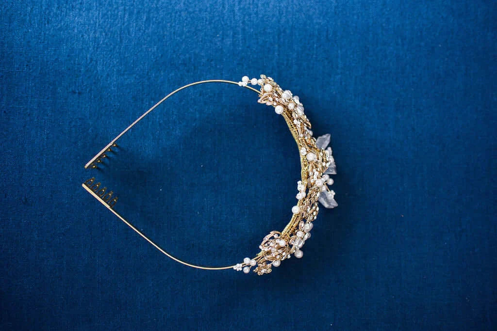 Gold Silver quartz tiara - Style 3105 Tessa Kim