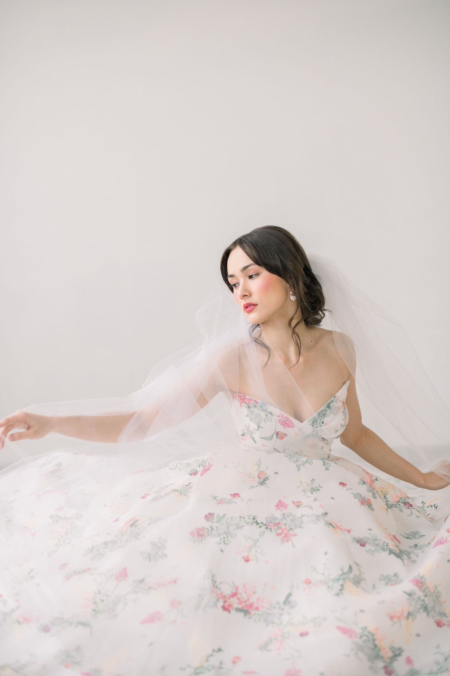 Illusion tulle bridal veil with blusher - ready to ship Tessa Kim