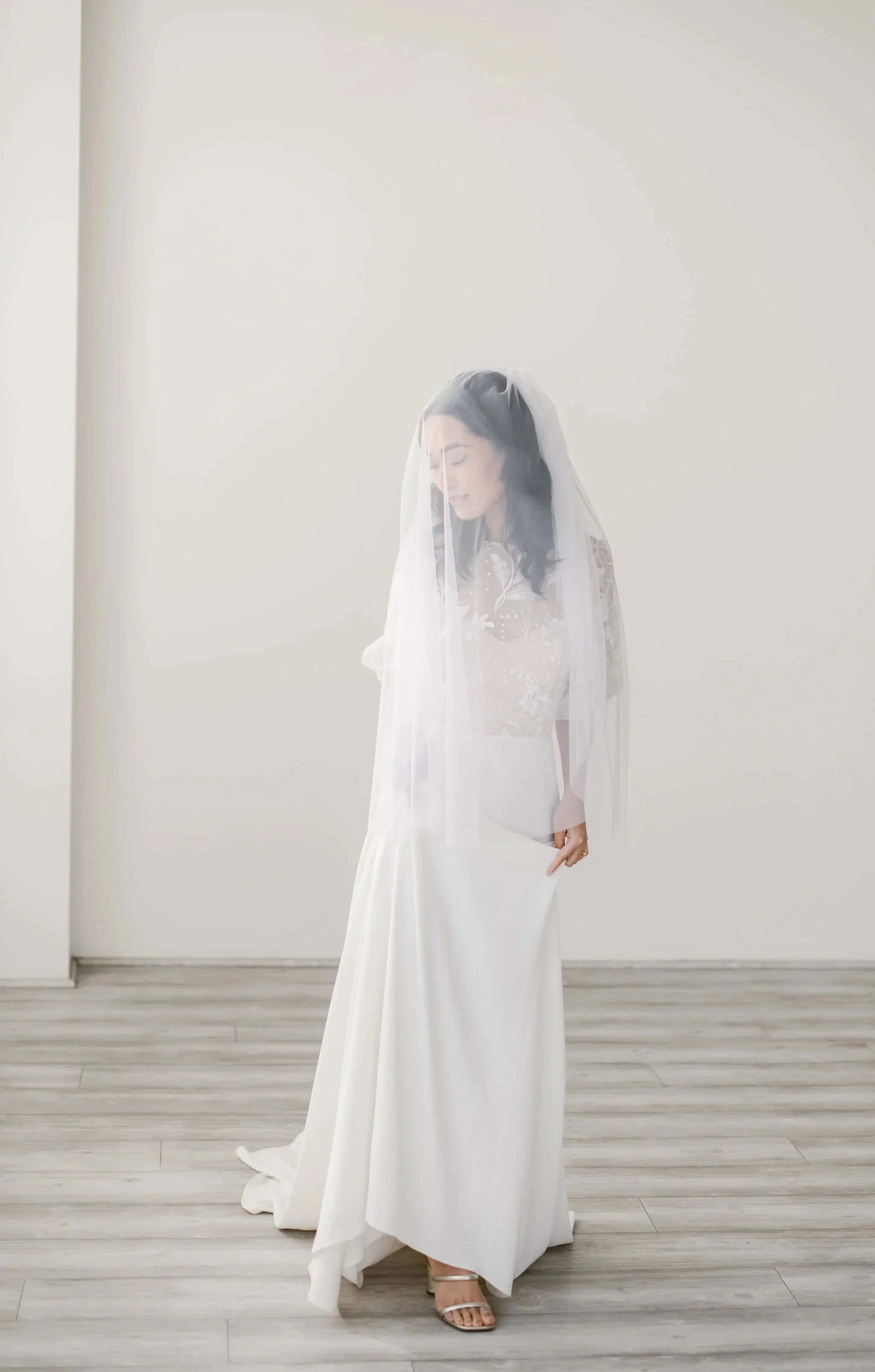 Italian tulle bridal veil with blusher Tessa Kim