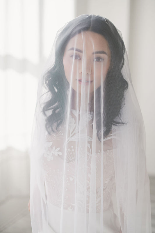 Italian tulle bridal veil with blusher Tessa Kim