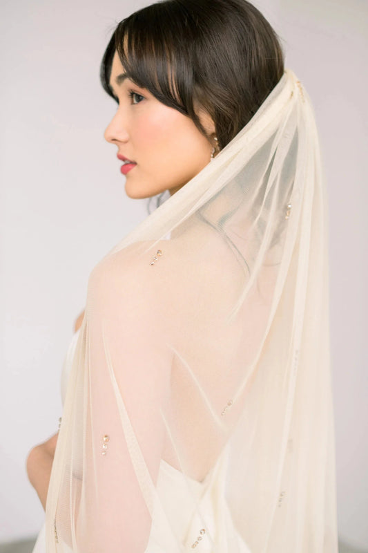 Italian tulle bridal veil with crystal accents Tessa Kim