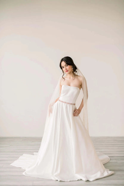 Italian tulle bridal veil with crystal accents Tessa Kim
