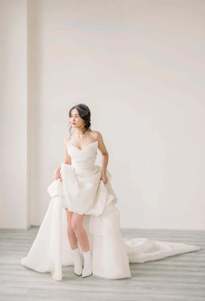 Luxe bridal birdcage veil with crystal edge - Ready to ship Tessa Kim