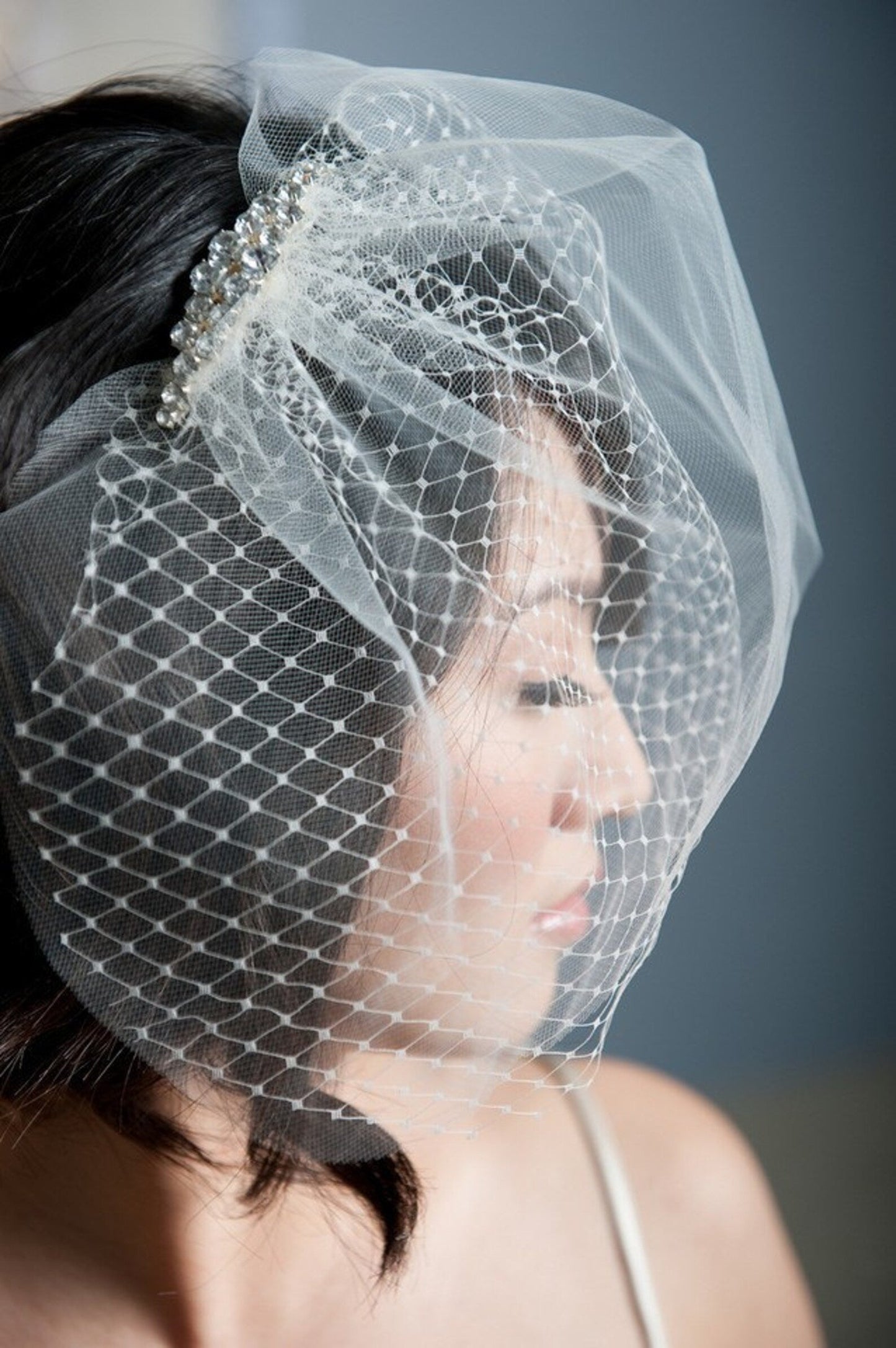 Mini double layer blusher birdcage veil - ready to ship Tessa Kim
