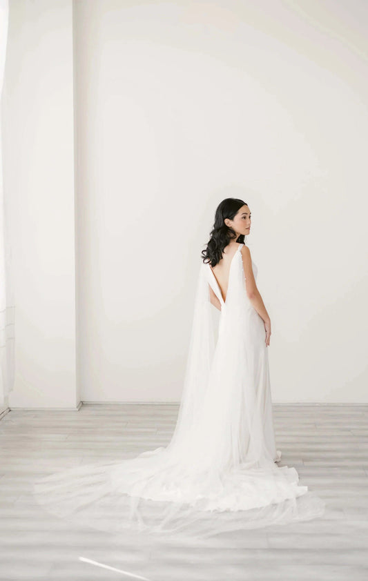 Pearl drape cape veil Tessa Kim