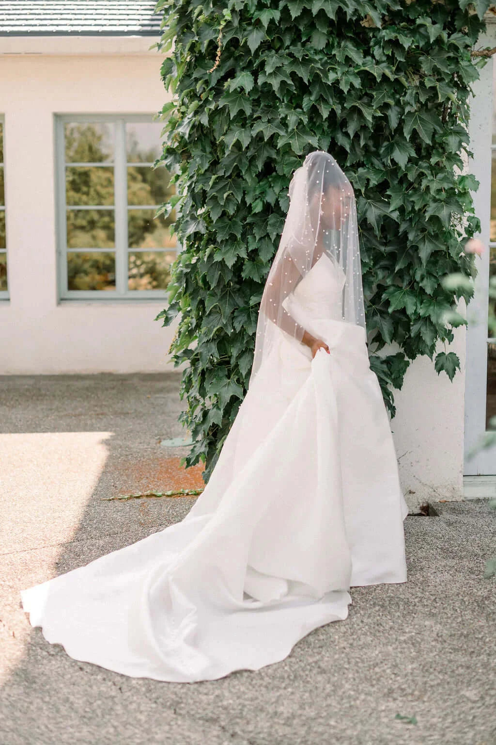 BridesWalking The Pearl Beaded Chloe Blusher Veil