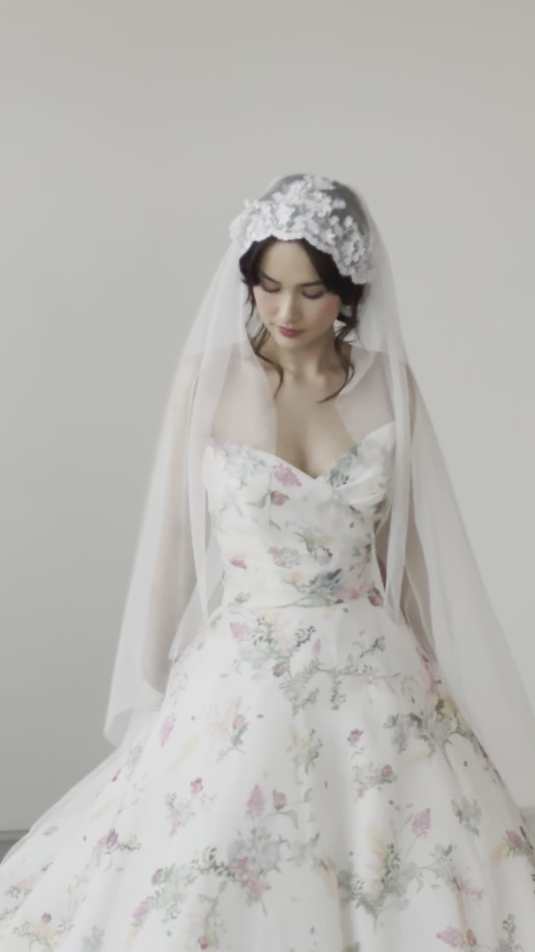 Lace Juliet Cap Veil | 3D Floral Juliet Veil | Italian Tulle