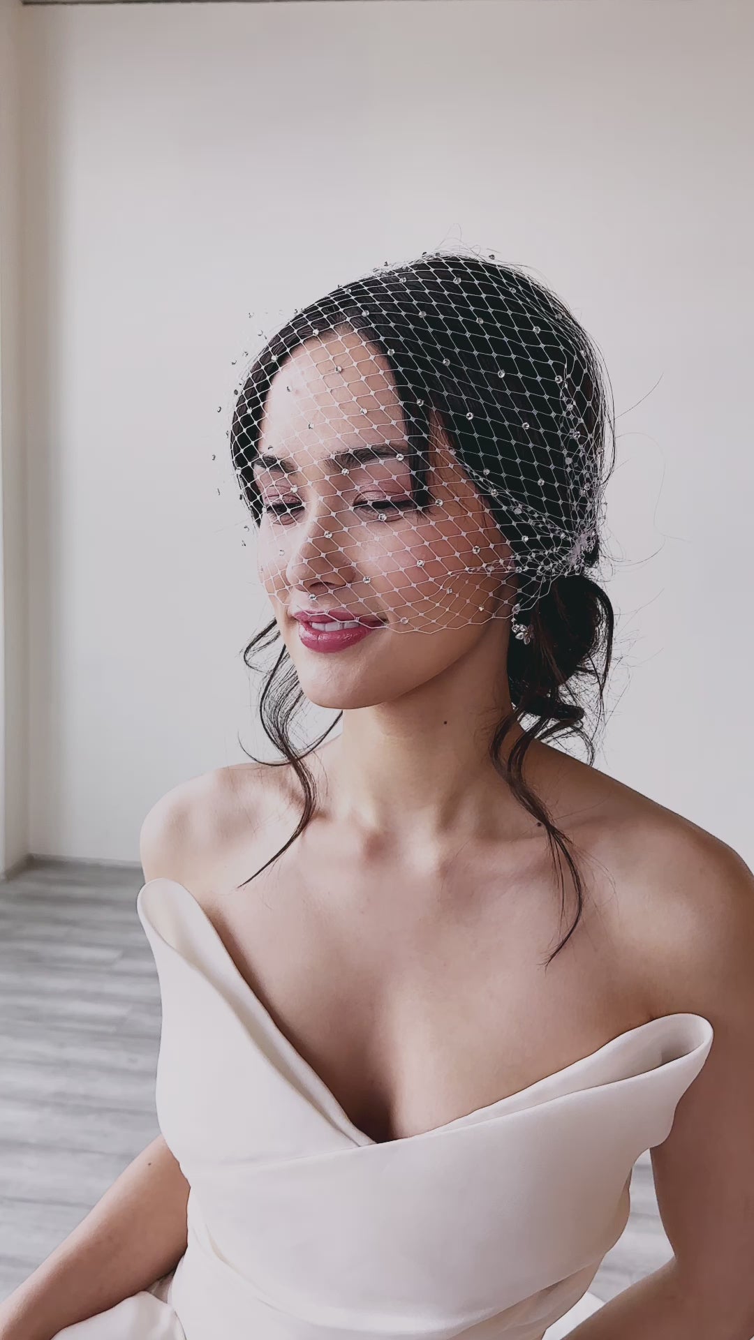 Crystal Bandeau Birdcage Veil | Luxe Bridal Birdcage Veil